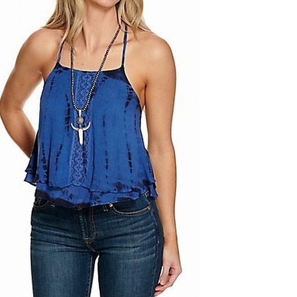 Angie Tops - Angie Tank Top Blue Size Small S Junior Camisole Strappy Tiered